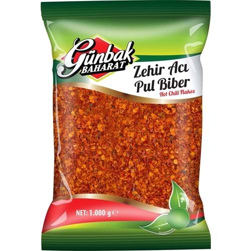 Günbak Zehir Acı Pul Biber Paket 1 KG